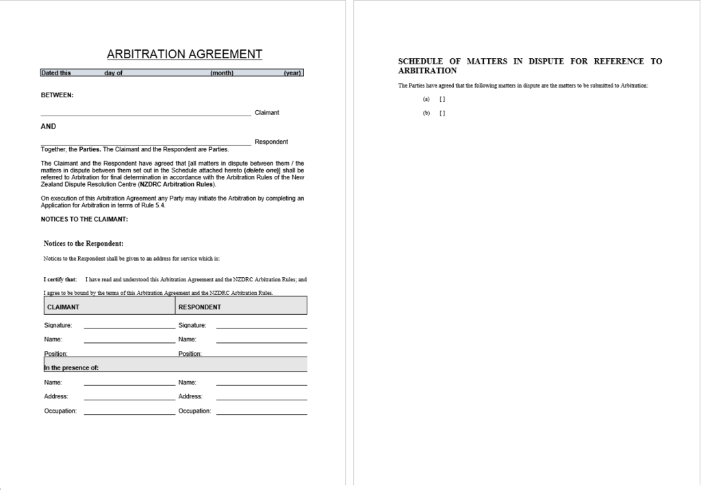 Free Arbitration Agreement Templates Free Report Templates