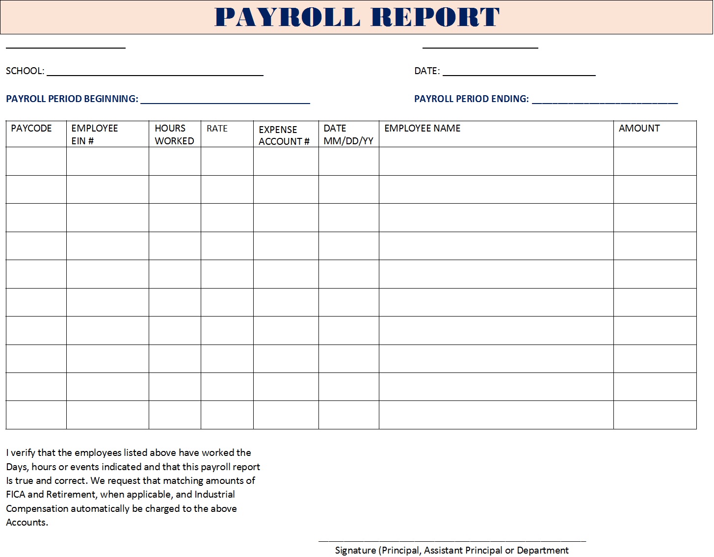 Monthly Payroll Report Templates Free Report Templates