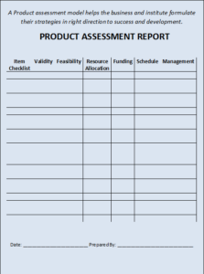 How To Write Product Assessment Report Template