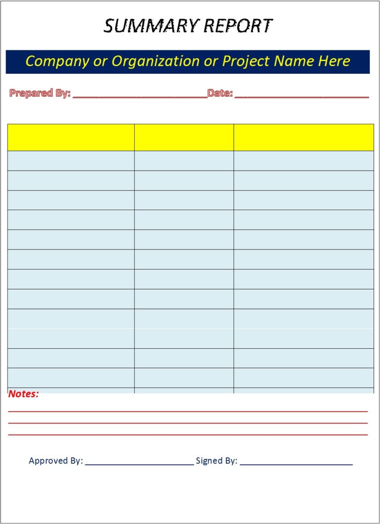Summary Report Template - Free Report Templates