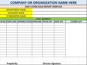 Store Issue Report Template - Free Report Templates