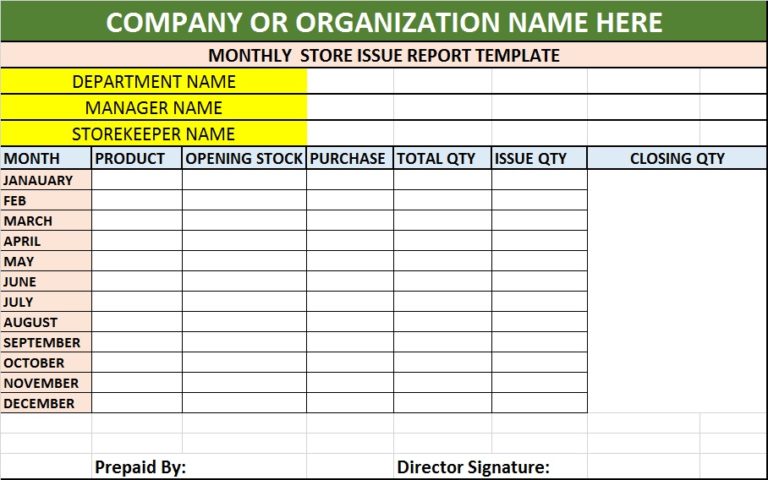 Store Issue Report Template - Free Report Templates