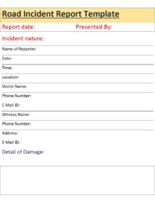 Road Incident Report Templates - Free Report Templates