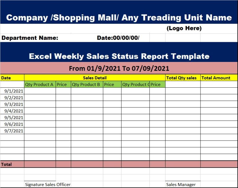 Weekly Status Report Template - Free Report Templates