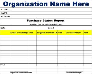 Budgeted Daily Purchase Status Report Template - Free Report Templates