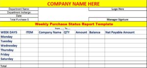 Excel Weekly Purchase Status Report Template - Free Report Templates