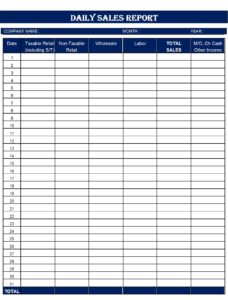 Daily Cash Sheet Report Template - Free Report Templates