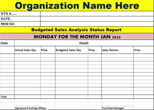 Budgeted Sales Analysis Status Report Template - Free Report Templates