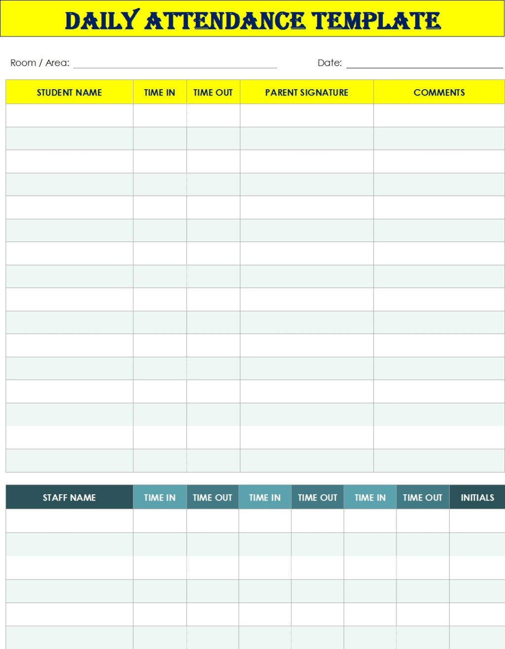 Daily Attendance Report Template - Free Report Templates