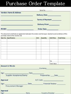 Purchase Order Template - Free Report Templates