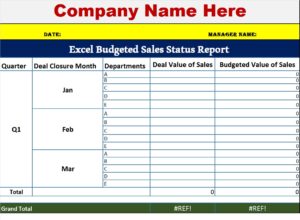 Excel Budgeted Weekly Sales Status Report Template - Free Report Templates