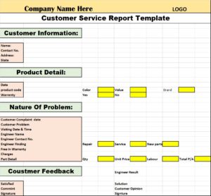 Customer Service Report Template - Free Report Templates