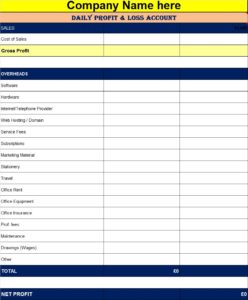 Daily Profit Loss Report Template - Free Report Templates