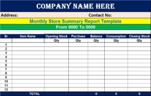 Stock Summary Report Template - Free Report Templates