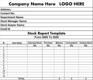 Stock Report Template - Free Report Templates