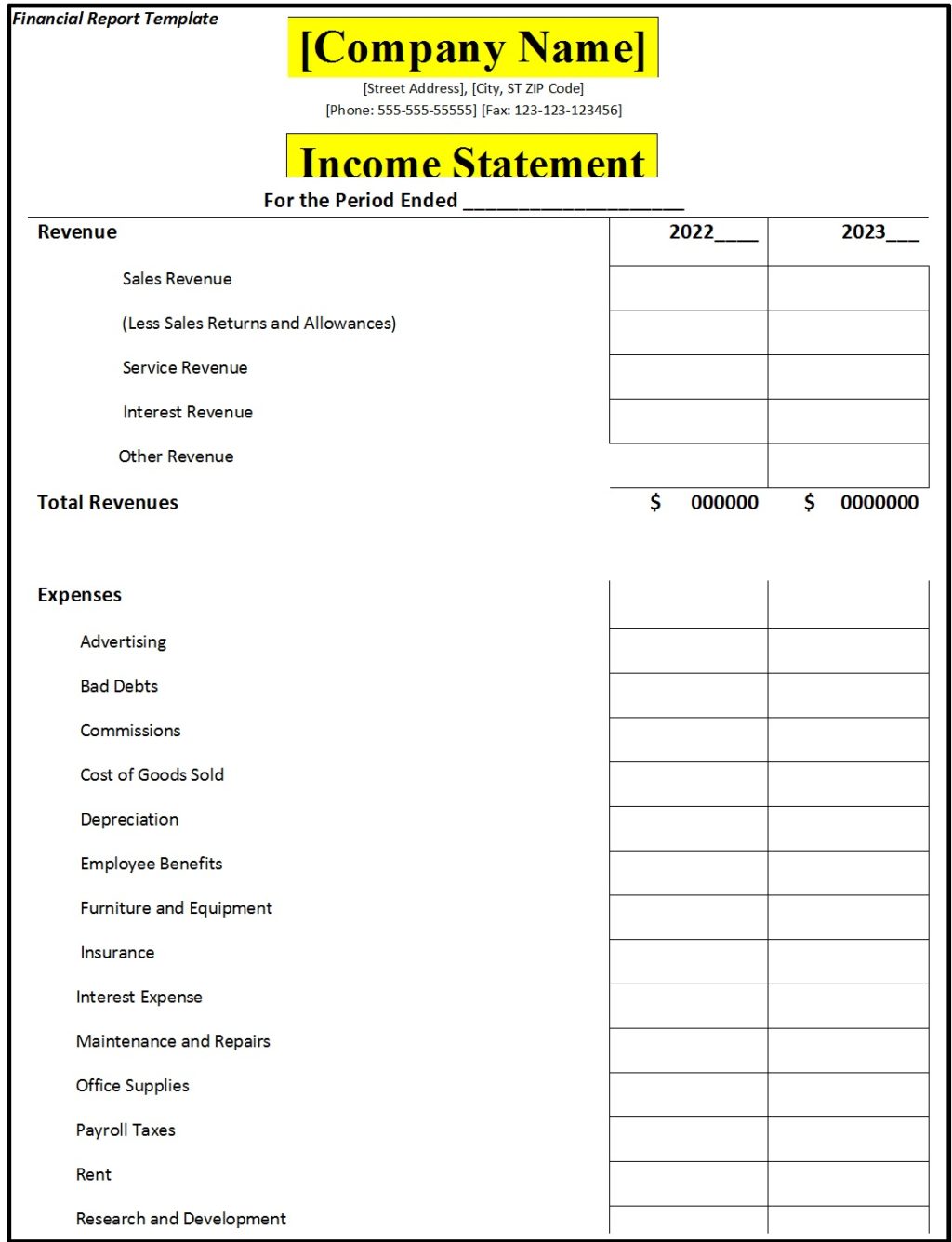 Financial Report Template Free Report Templates