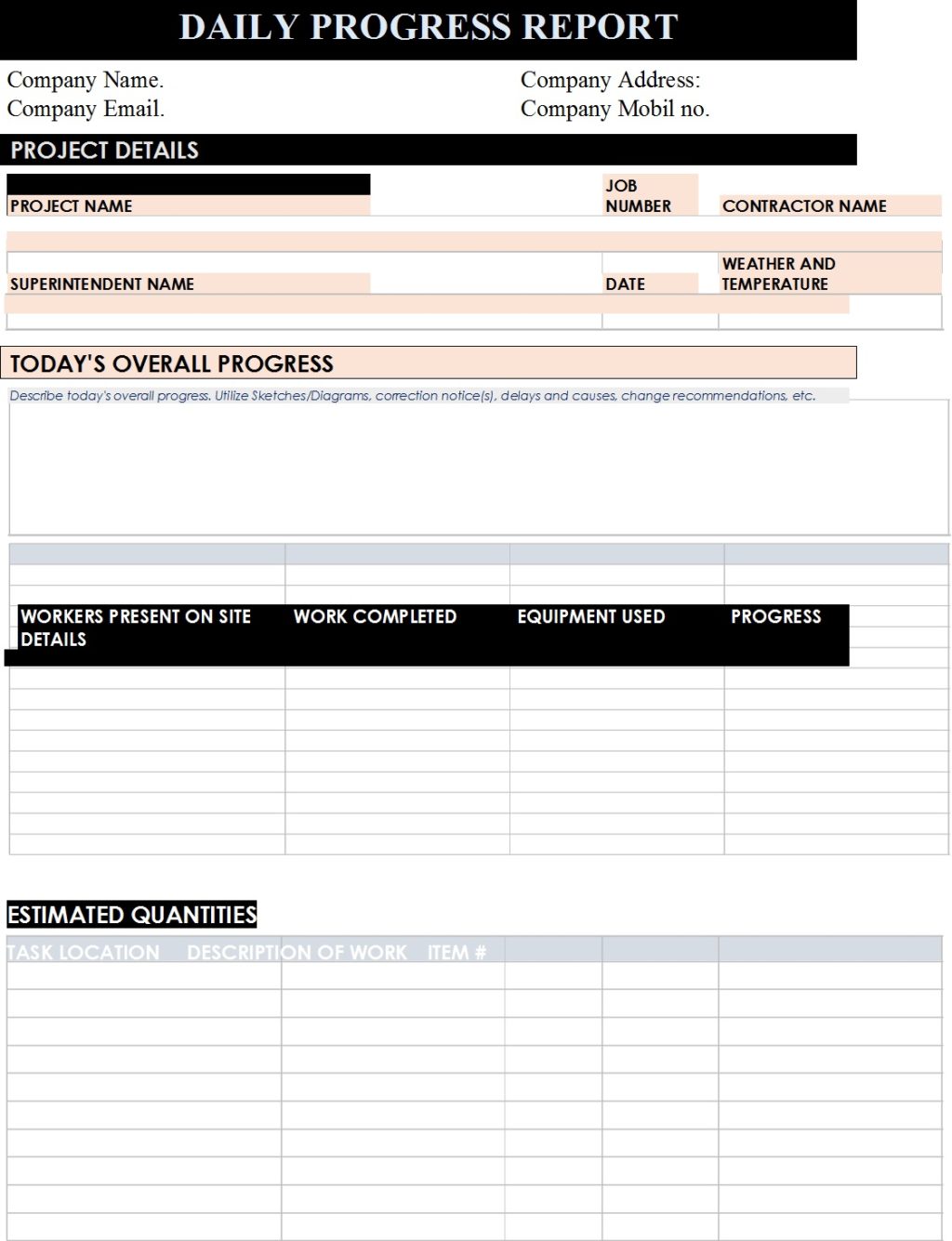 Progress Report Template - Free Report Templates