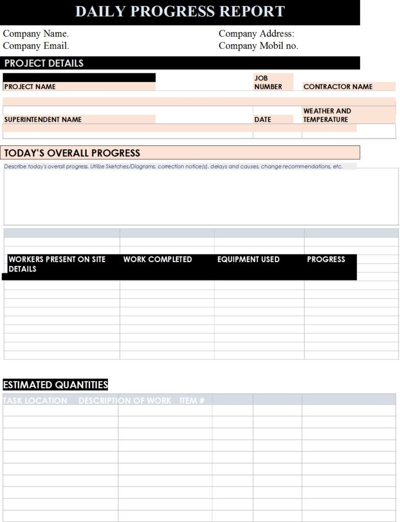 Progress Report Template Free Report Templates