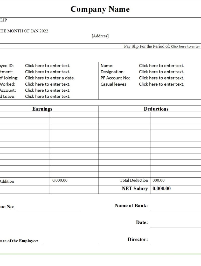 Free Pay Slip Templates - Free Report Templates