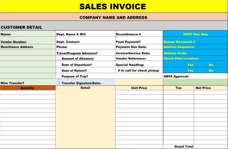 Sales Invoice Format Templates - Free Report Templates