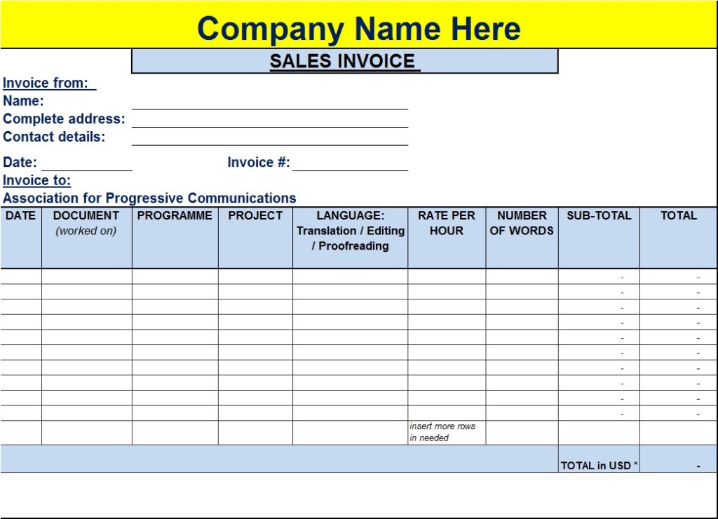 Sales Invoice Format Templates - Free Report Templates