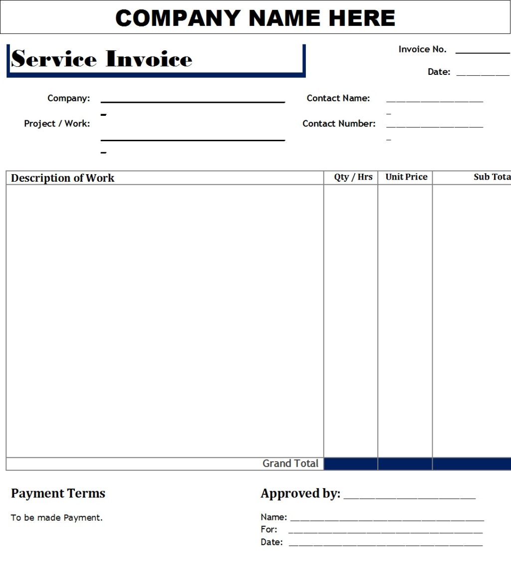 Best Service Invoice Templates Free Report Templates