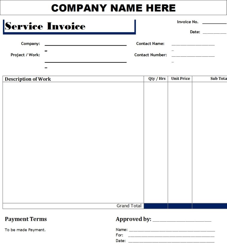 Best 5 Service Invoice Templates - Free Report Templates