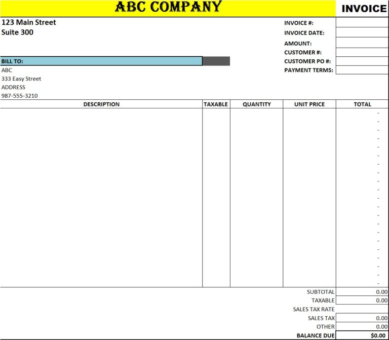 Company Invoice Templates - Free Report Templates