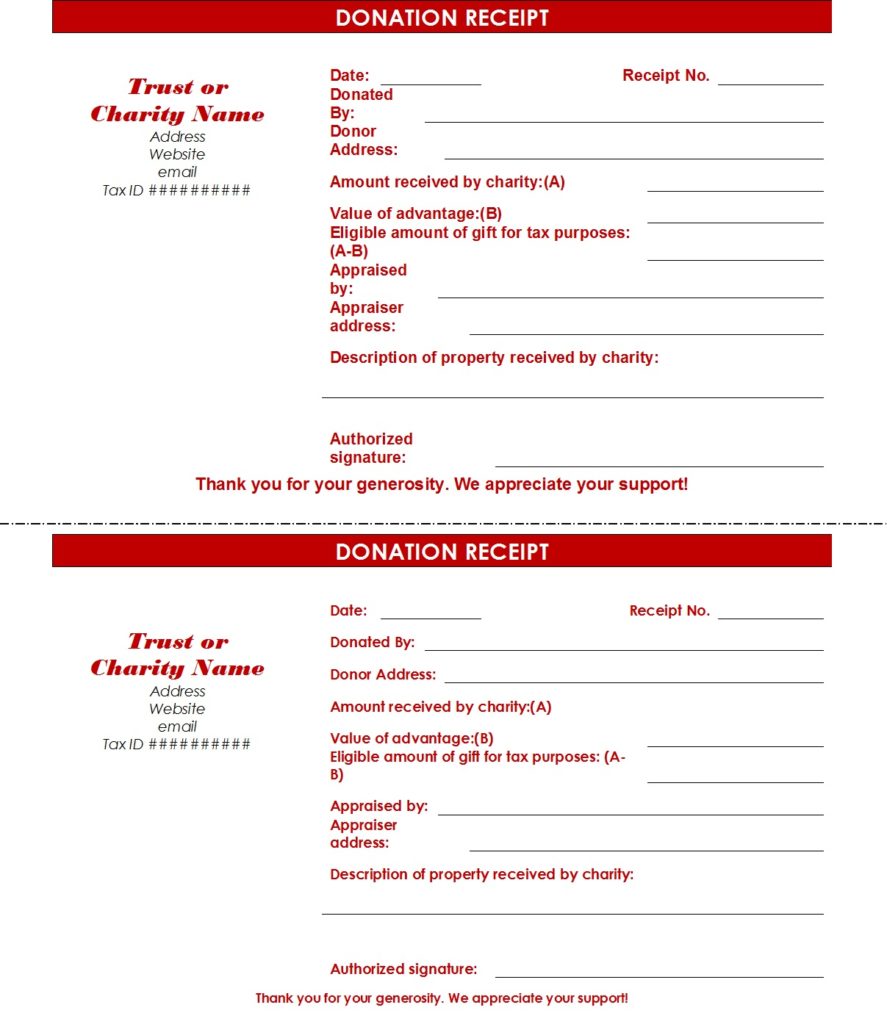 Donation Receipt Template - Free Report Templates