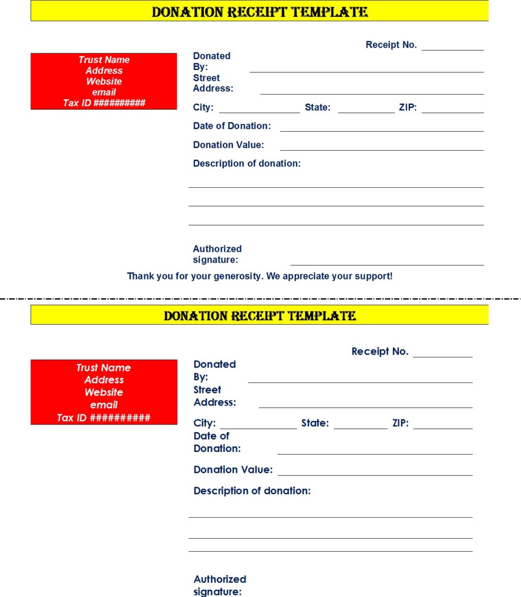 Donation Receipt Template - Free Report Templates