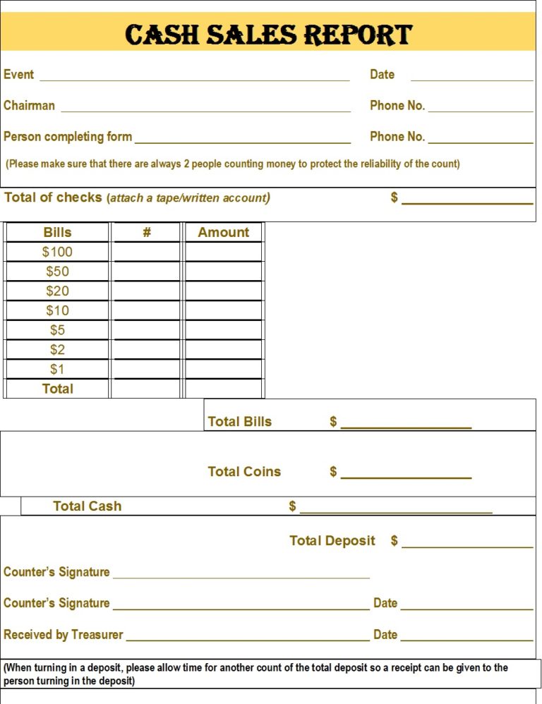 Cash And Credit Sales Report Template - Free Report Templates