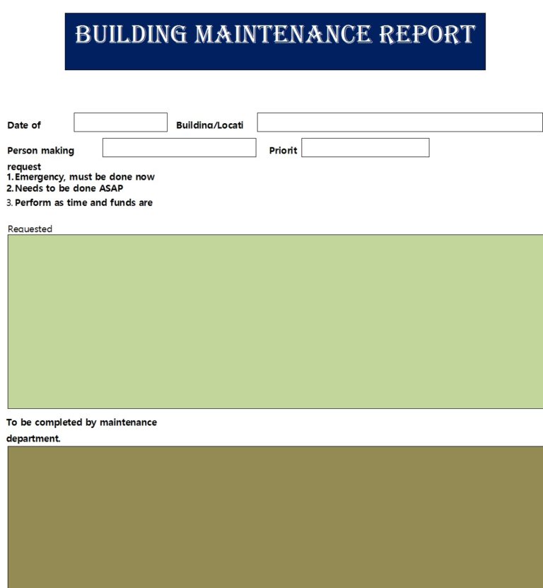 Maintenance Report Templates - Free Report Templates