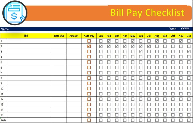 Best 5 Bill Pay Checklist Templates - Free Report Templates