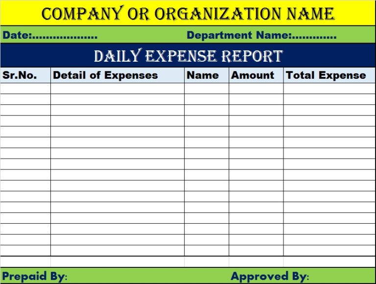 Daily Expense Report Templates - Free Report Templates