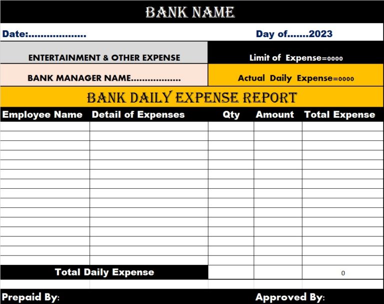 Daily Expense Report Templates - Free Report Templates