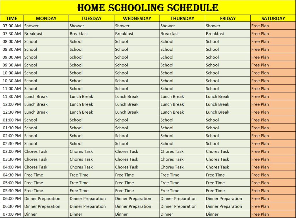 Best 5 Homeschool Schedule Templates - Free Report Templates