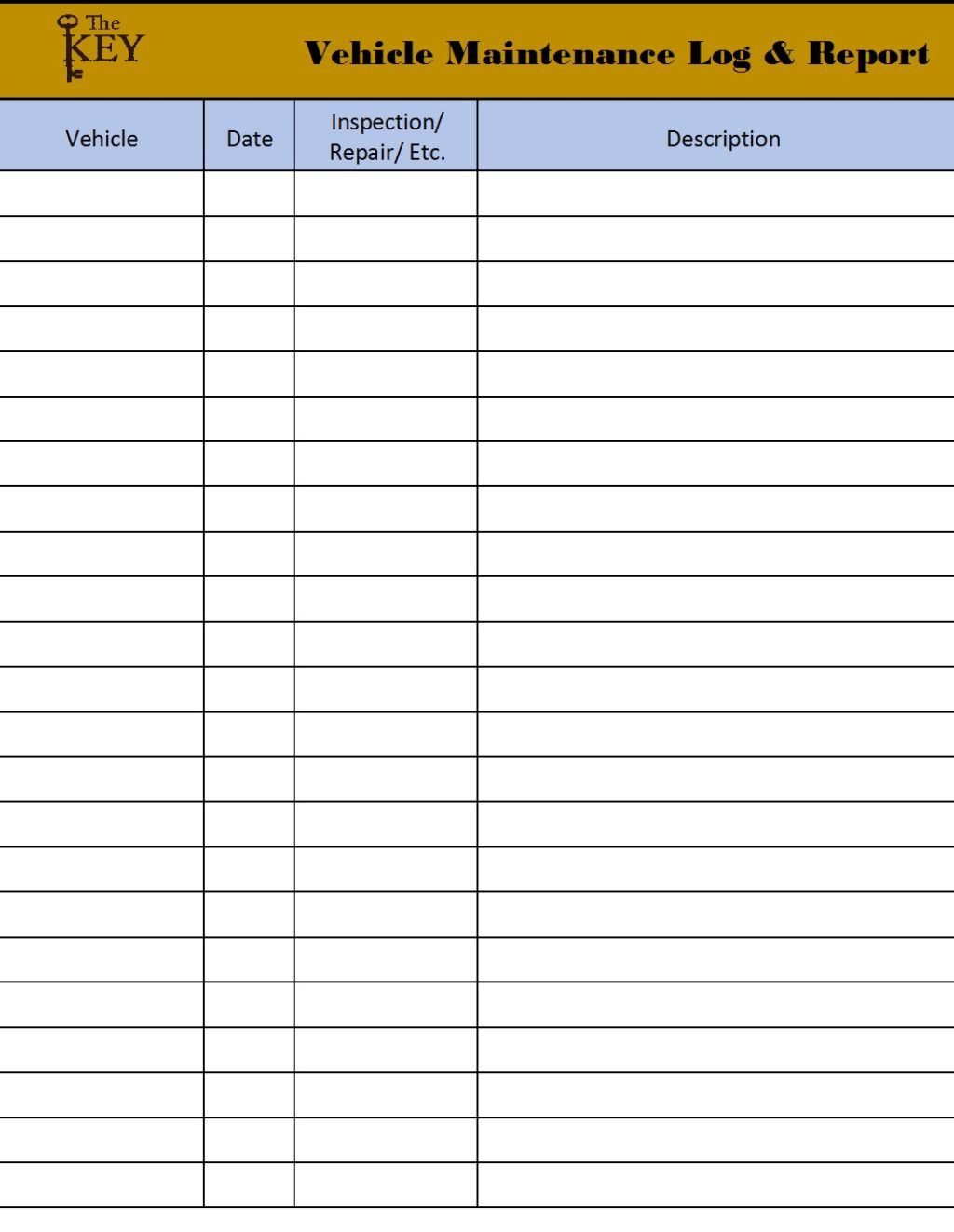 Vehicle Maintenance Log Templates - Free Report Templates