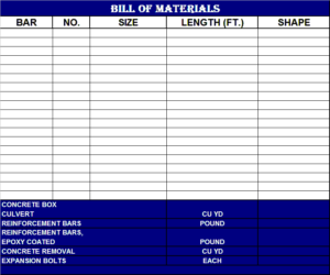 Bill of Material Templates (BOM) - Free Report Templates