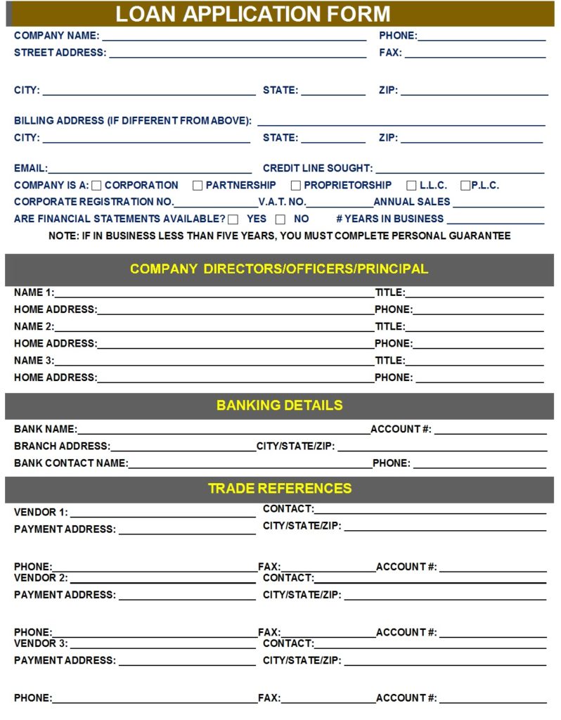 Loan Application Form Templates Free Report Templates