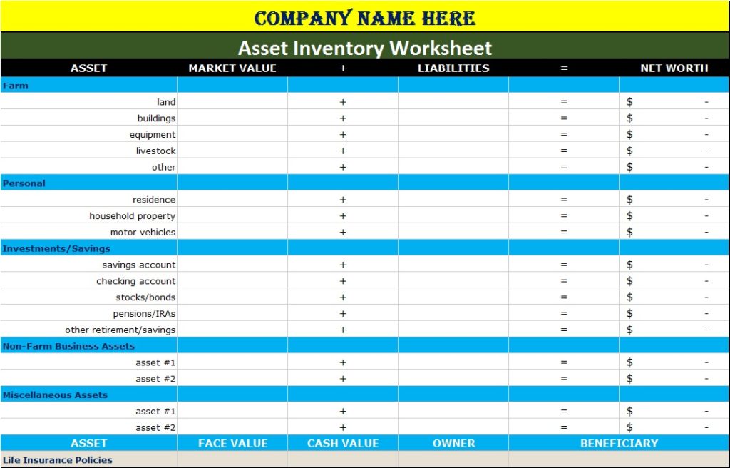 Assets Inventory List Templates - Free Report Templates