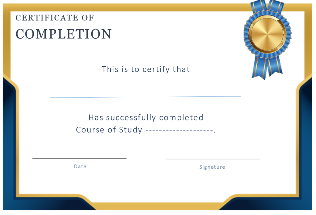 Certificate Of Completion Templates Free Report Templates 