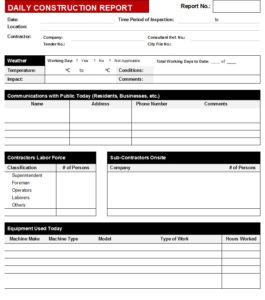 Construction Report Templates - Free Report Templates