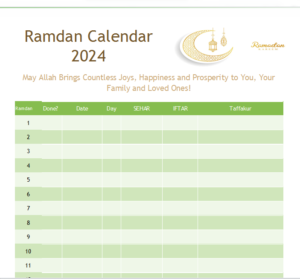 Ramadan Calendar Templates - Free Report Templates